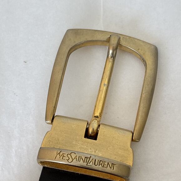 Vintage Yves Saint Laurent Black Leather Belt Men's size 30 - Picture 3 of 10